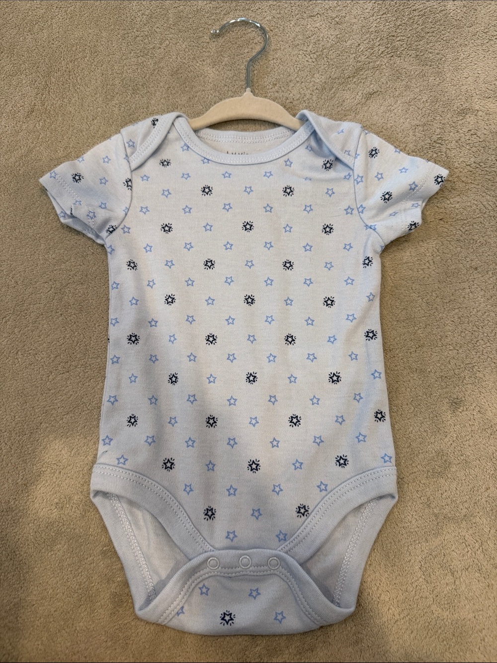 Baby Views 2 set Light Blue Star-Print and Cloud-Print Baby One-Pieces